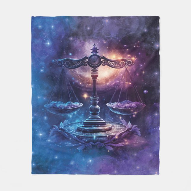 Couverture Polaire Panneau Libra Zodiac Aquarelle Design (Devant)