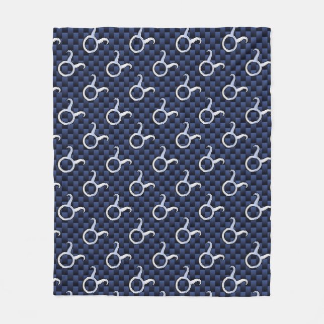 Couverture Polaire Panneau Taurus Zodiac Navy Blue Carbon Fiber Style (Devant)