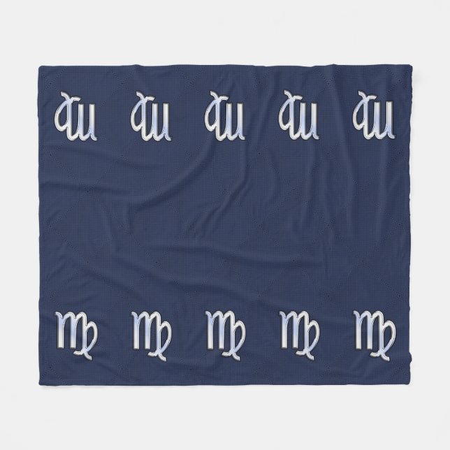 Couverture Polaire Panneau Virgo Zodiac sur Décor bleu marine (Devant (Horizontal))