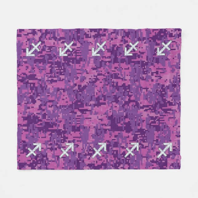 Couverture Polaire Panneau Zodiac Pearl Sagittarius Fuchsia Camo numé (Devant (Horizontal))