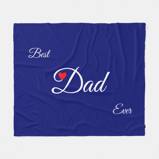Couverture Polaire Papa du Coeur moderne sur Royal Blue (Devant (Horizontal))