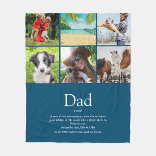 Couverture Polaire Papa Father Définition 6 Collage Photo Bleu