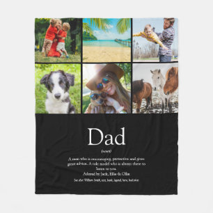 Couverture Polaire Papa Father Définition 6 Collage photo Noir