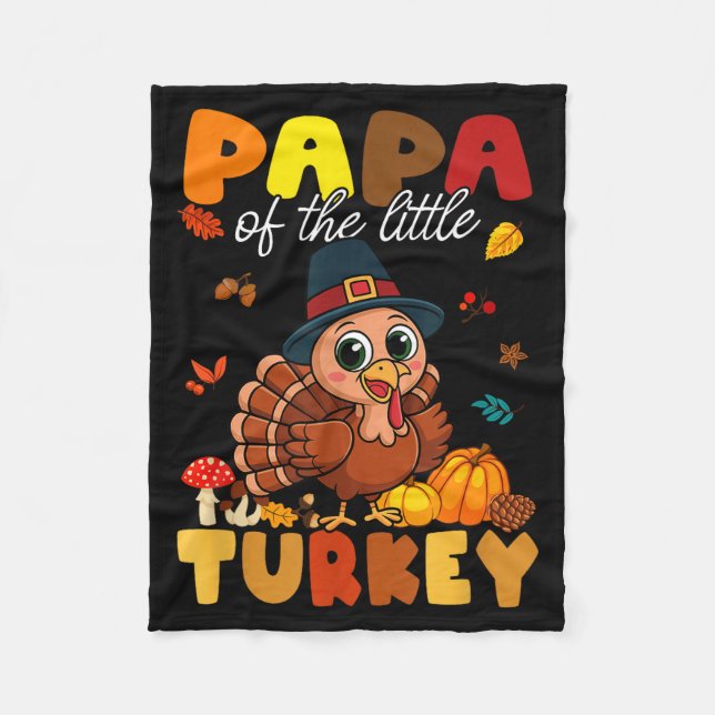 Couverture Polaire Papa Of The Little Turkey Thanksgiving Baby Shower (Devant)