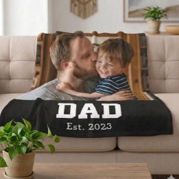 Couverture Polaire Papa personnalisé établi Texte noir moderne gras