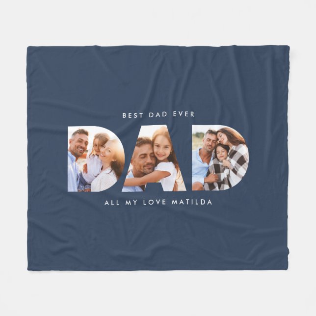 Couverture Polaire Papa photo typographie moderne cadeau enfant (Devant (Horizontal))