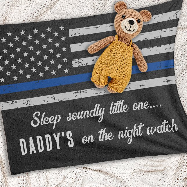 Couverture Polaire Papa's On The Night Watch Police Baby (Créateur téléchargé)