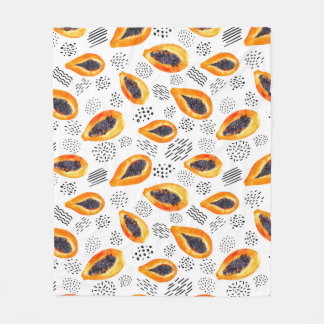 Couverture Polaire Papaya fruits : motif d'aquarelle abstraite.