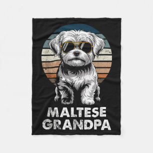 Couverture Polaire Papi Maltais Rétro Cool Drôle Propriétaire de Chie