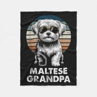 Couverture Polaire Papi Maltais Rétro Cool Drôle Propriétaire de Chie