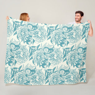 Couverture Polaire Papier à peintres et papillons, lagon Bleu