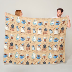 Couverture Polaire Papier d'enveloppement de café aquarelle