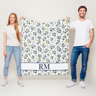 Couverture Polaire Papier Monogramme à Motif d'Olive de Campagne Fran