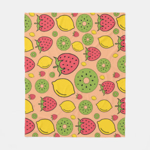Couverture Polaire Papier peint de fruits : fraises, citrons, kiwis.