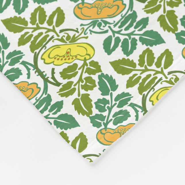 Couverture Polaire Papier peint floral Art Nouveau Buttercup damassé (Coin)