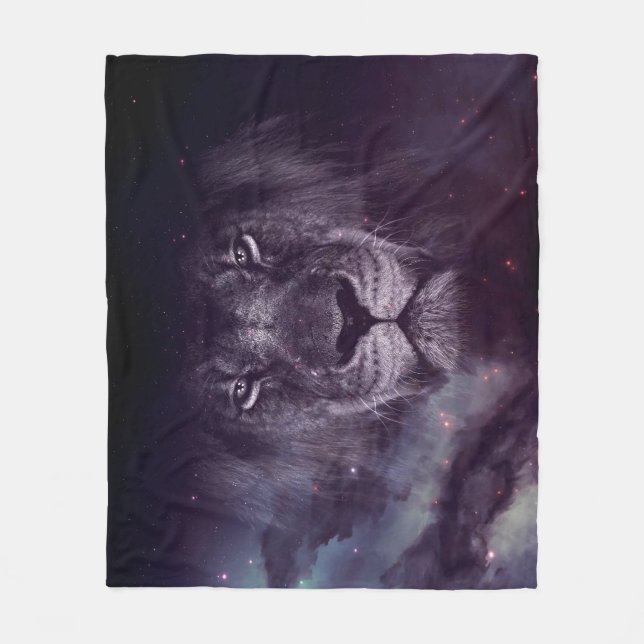 Couverture Polaire Papier peint Galaxy Lion Face Art (Devant)