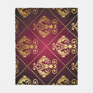Couverture Polaire Papier peint Vintage Maroon Gold Orament