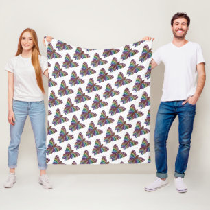 Couverture Polaire Papillon Arc-en-ciel (blanc) - Plaid en Laine