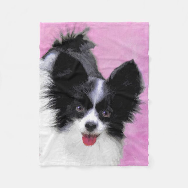 Couverture Polaire Papillon (blanc et noir) Peinture - Dog Art (Devant)