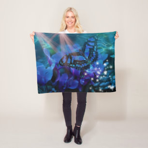 Couverture Polaire Papillon bleu magique