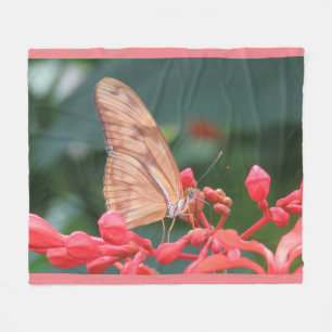 Couverture Polaire Papillon de corail rose