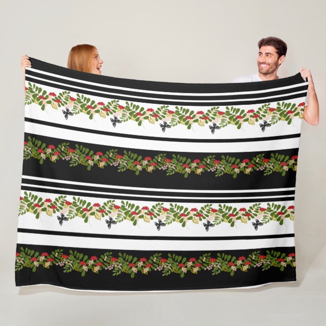 Couverture Polaire Papillon feuille  sans couture bottin motif (En situation)