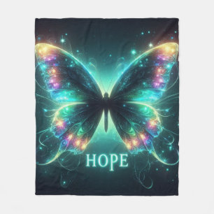 Couverture Polaire Papillon multicolore radiant représentant l'espoir