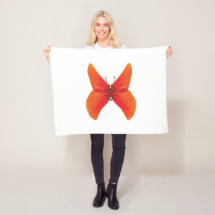 Couverture Polaire Papillon rouge orange avec votre nom
