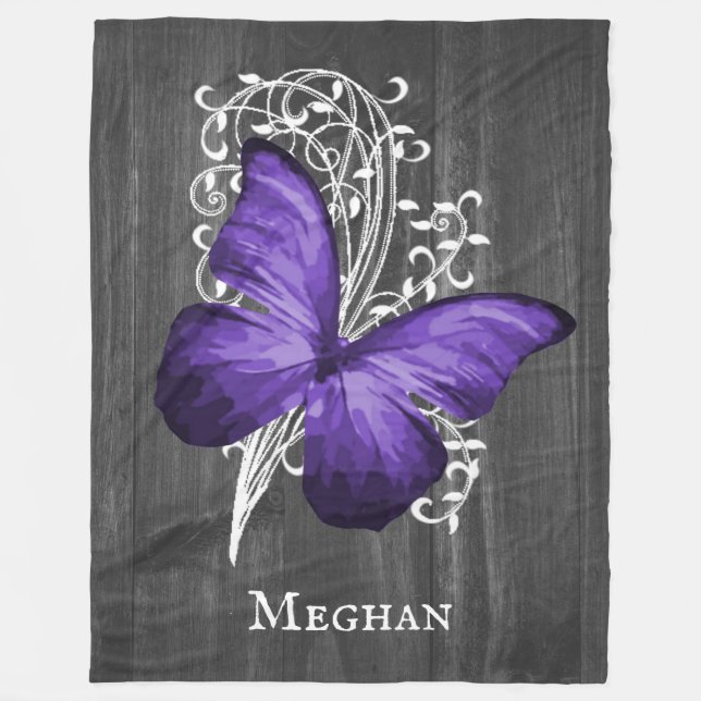 Couverture Polaire Papillon rustique violet Personnalisé (Devant)