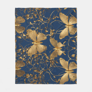Couverture Polaire Papillons bleus métalliques avec Vins d'or