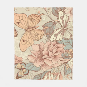 Couverture Polaire Papillons et fleurs orange clair eWatch