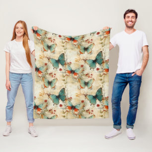 Couverture Polaire Papillons et fleurs Vintages colorés (3)