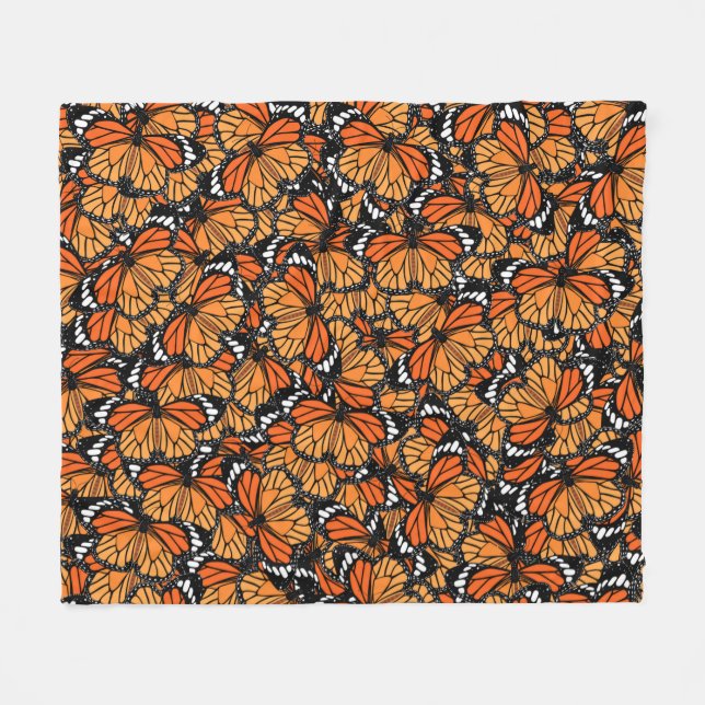 Couverture Polaire Papillons Monarque Blanche polaire (Devant (Horizontal))
