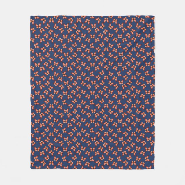 Couverture Polaire Papillons Motif orange rose noir (Devant)
