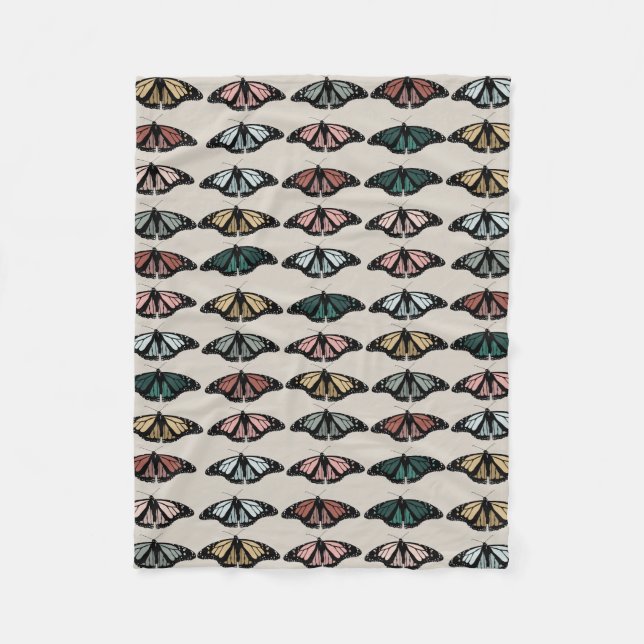 Couverture Polaire Papillons neutres modernes Motif de jardin (Devant)