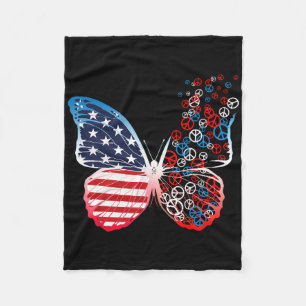Couverture Polaire Papillons Patriotiques Signes De Paix 4 Juillet Dr
