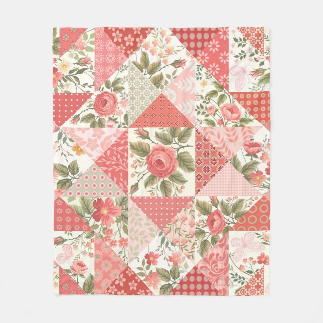 Couverture Polaire Papillons rose Patchwork sans couture (Devant)