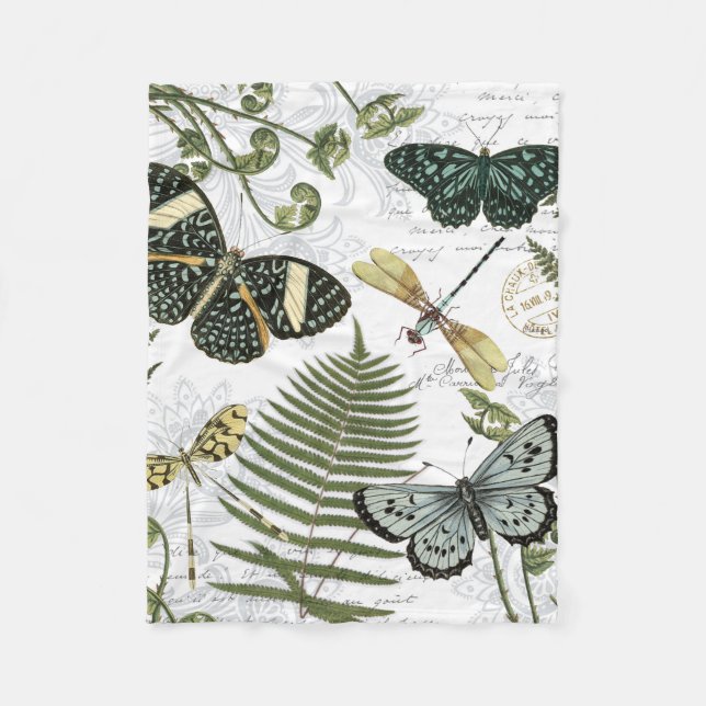 Couverture Polaire papillons vintages et libellules modernes (Devant)