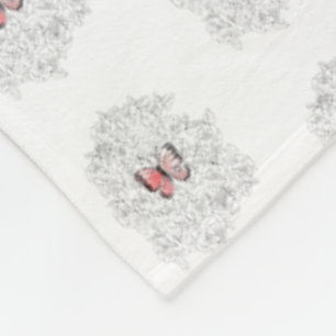 Couverture Polaire Papillons volants Blanche polaire avec Roses