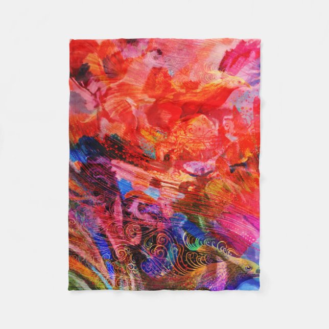 Couverture Polaire Paradis Floral Oiseau Phoenix Rising Flame Art (Devant)