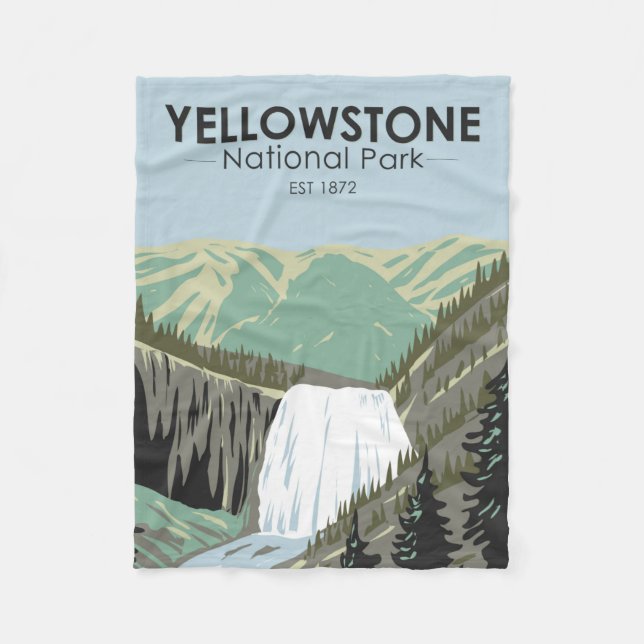 Couverture Polaire Parc national de Yellowstone Gibbon Falls Vintage (Devant)
