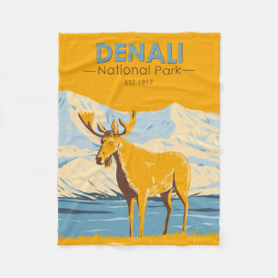 Couverture Polaire Parc national du Denali Alaska Moose Vintage