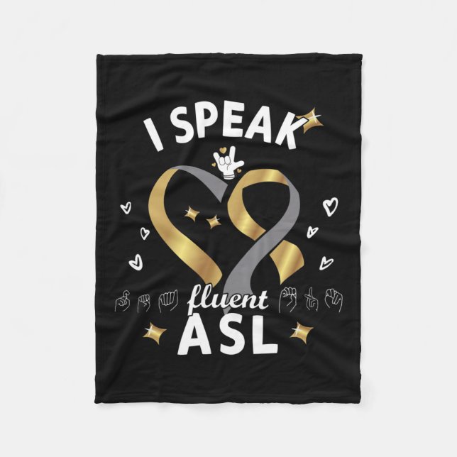 Couverture Polaire Parler Fluent Asl - Langue Des Signes Sensibilisat (Devant)