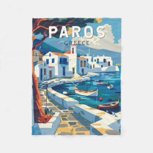 Couverture Polaire Paros Grèce Travel Art Vintage