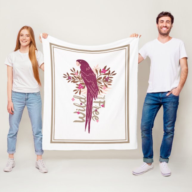 Couverture Polaire Parrot d'ara sauvage et libre Feuilles tropicaux (En situation)