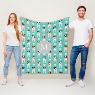 Couverture Polaire Parson Jack Russell Terriers motif turquoise
