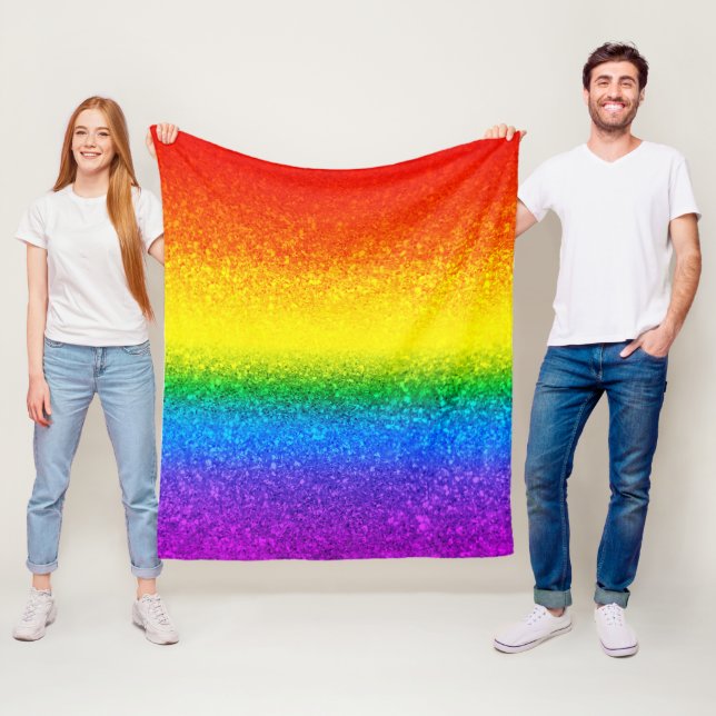 Couverture Polaire Parties scintillant arc-en-ciel chic rayures Nom d (En situation)