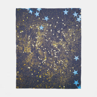 Couverture Polaire Parties scintillant dorée et étoiles bleues scinti