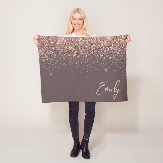 Couverture Polaire Parties scintillant en or rose rose pâle en terre  (En situation)