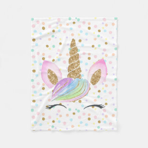 Couverture Polaire Parties scintillant Gold de l'Unicorn Rainbow Past